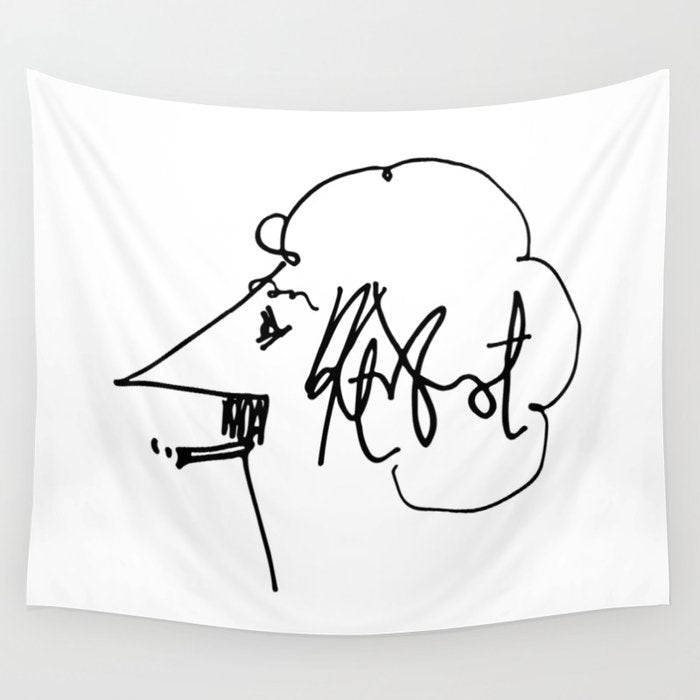 Vonnegut Self Portrait Artwork, Design for Wall Art, Prints, Posters, Tshirts, Bags, Women, Men, Kid Wall Tapestry Gallery Image 1