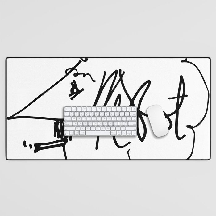 Vonnegut Self Portrait Artwork, Design for Wall Art, Prints, Posters, Tshirts, Bags, Women, Men, Kid Desk Mat Gallery Image 1