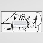 Vonnegut Self Portrait Artwork, Design for Wall Art, Prints, Posters, Tshirts, Bags, Women, Men, Kid Desk Mat Gallery Image 1