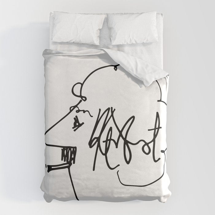 Vonnegut Self Portrait Artwork, Design for Wall Art, Prints, Posters, Tshirts, Bags, Women, Men, Kid Duvet Cover Gallery Image 6