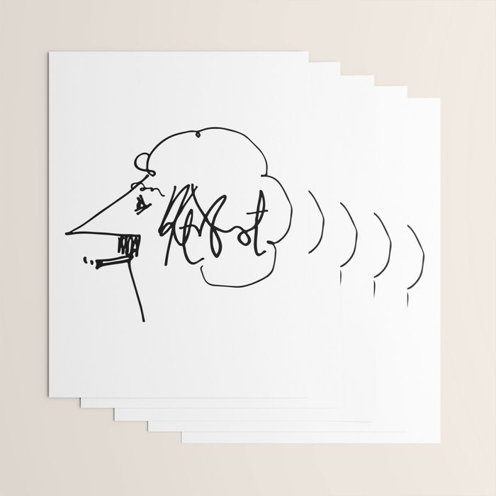 Vonnegut Self Portrait Artwork, Design for Wall Art, Prints, Posters, Tshirts, Bags, Women, Men, Kid Wrapping Paper Gallery Image 3