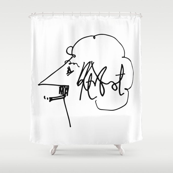 Vonnegut Self Portrait Artwork, Design for Wall Art, Prints, Posters, Tshirts, Bags, Women, Men, Kid Shower Curtain Gallery Image 1