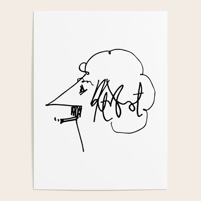 Vonnegut Self Portrait Artwork, Design for Wall Art, Prints, Posters, Tshirts, Bags, Women, Men, Kid Poster Gallery Image 1