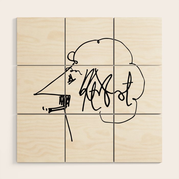 Vonnegut Self Portrait Artwork, Design for Wall Art, Prints, Posters, Tshirts, Bags, Women, Men, Kid Wood Wall Art Gallery Image 1