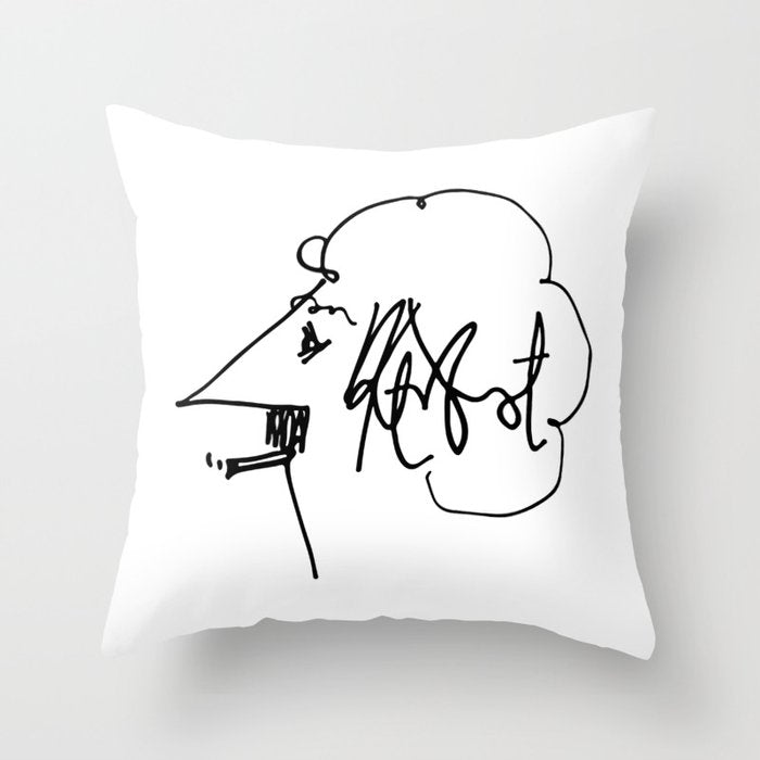 Vonnegut Self Portrait Artwork, Design for Wall Art, Prints, Posters, Tshirts, Bags, Women, Men, Kid Throw Pillow Gallery Image 6