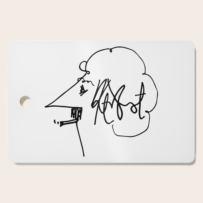 Vonnegut Self Portrait Artwork, Design for Wall Art, Prints, Posters, Tshirts, Bags, Women, Men, Kid Cutting Board Gallery Image 1