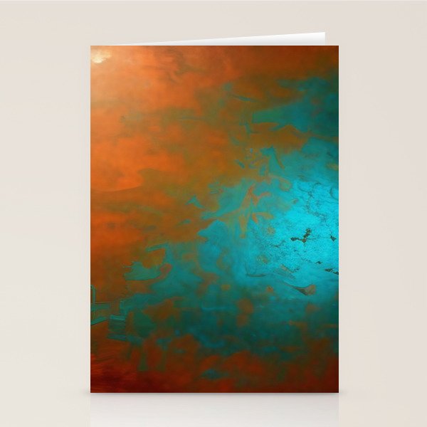 Aesthetic Copper and Aqua Blue Rust Stationery Card Gallery Image 1
