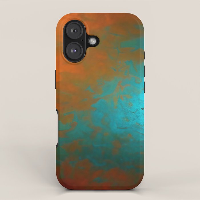 Aesthetic Copper and Aqua Blue Rust iPhone Case Gallery Image 1