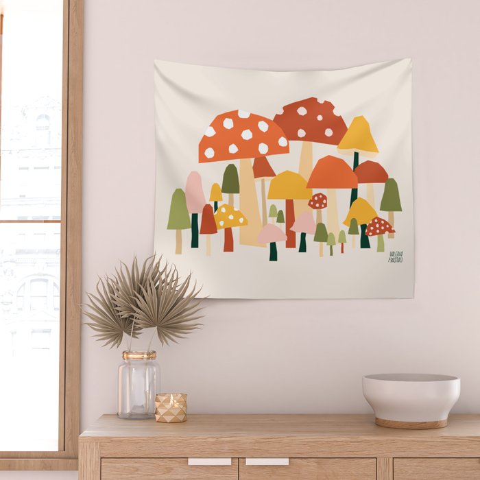 Fall Mushrooms  Wall Tapestry Gallery Image 2