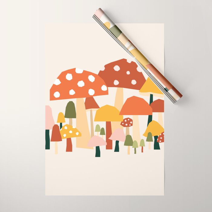 Fall Mushrooms  Wrapping Paper Gallery Image 1