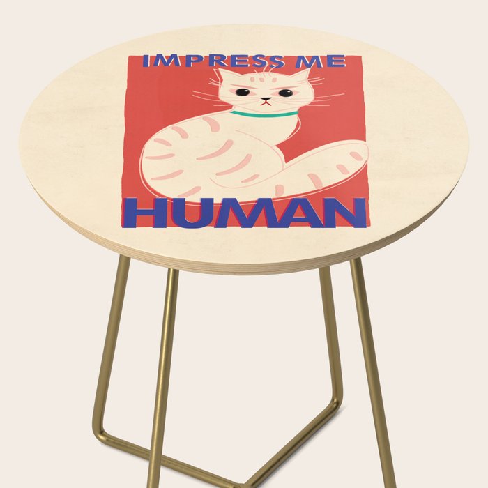 Impress Me Human Vintage Cat, Retro Illustration Side Table Gallery Image 2