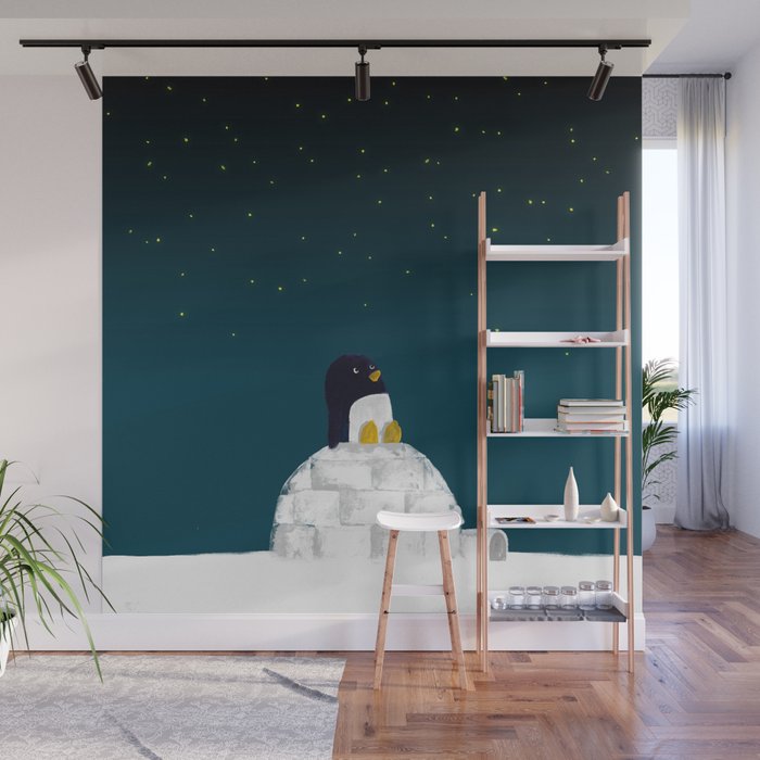 Star gazing - Penguin's dream of flying Wall Mural Gallery Image 1