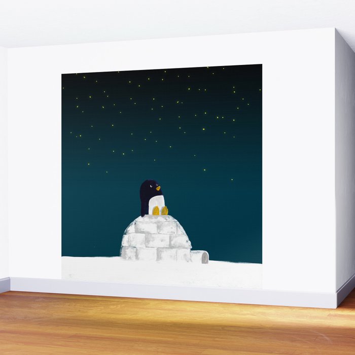 Star gazing - Penguin's dream of flying Wall Mural Gallery Image 2
