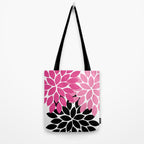 Bold Colorful Hot Pink Black Dahlia Flower Burst Petals Tote Bag Gallery Image 2
