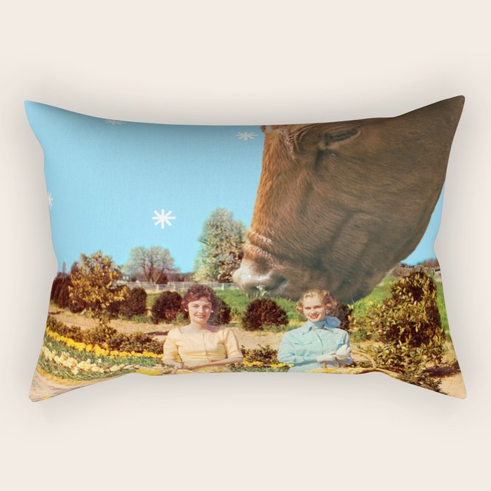 Spring Walk (Daffodils and Cows) Rectangular Pillow Gallery Image 2