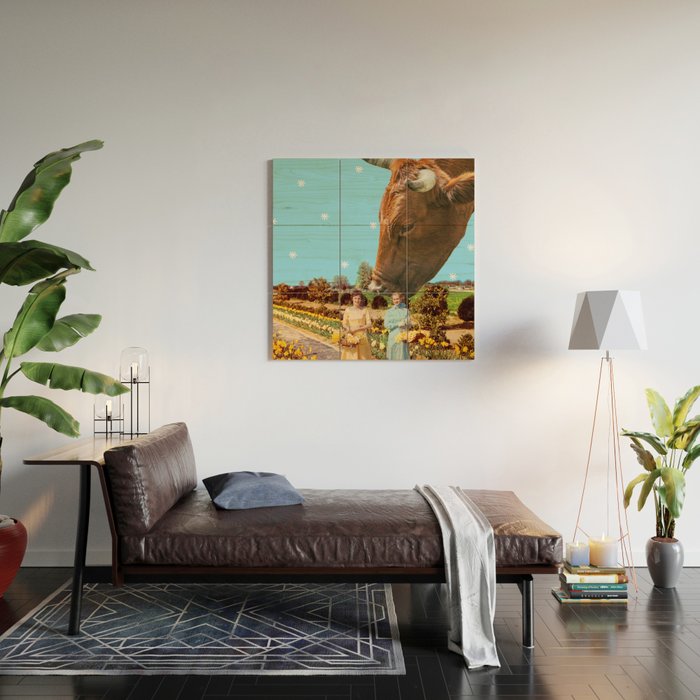 Spring Walk (Daffodils and Cows) Wood Wall Art Gallery Image 2