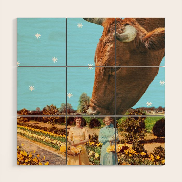 Spring Walk (Daffodils and Cows) Wood Wall Art Gallery Image 1