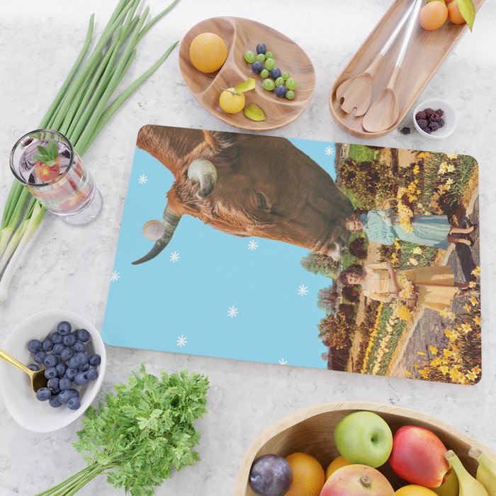 Spring Walk (Daffodils and Cows) Cutting Board Gallery Image 2