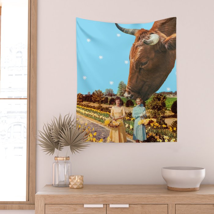 Spring Walk (Daffodils and Cows) Wall Tapestry Gallery Image 2