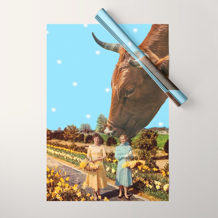 Spring Walk (Daffodils and Cows) Wrapping Paper Gallery Image 1