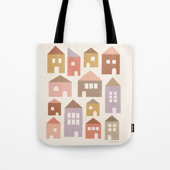 Happy Houses - Earth Tones Tote Bag Gallery Image 1