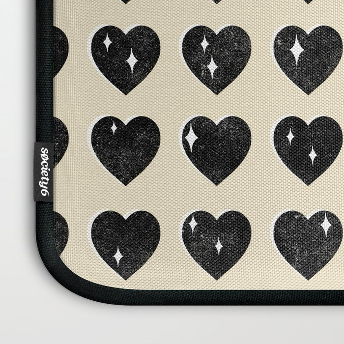 Love Hearts - black and cream Laptop Sleeve Gallery Image 3