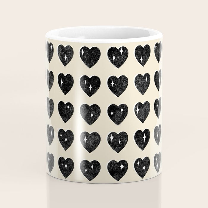 Love Hearts - black and cream Coffee Mug Gallery Image 4