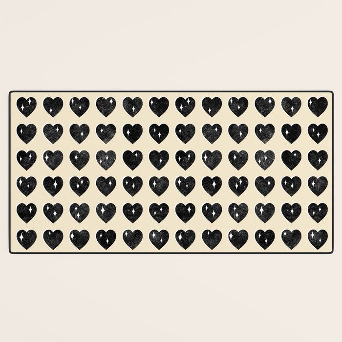 Love Hearts - black and cream Desk Mat Gallery Image 3