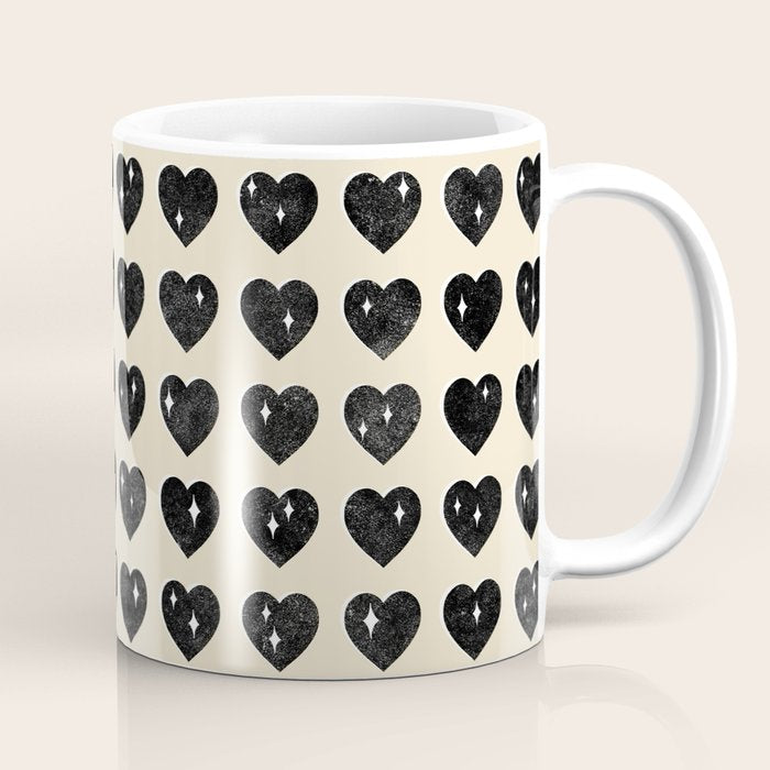 Love Hearts - black and cream Coffee Mug Gallery Image 1