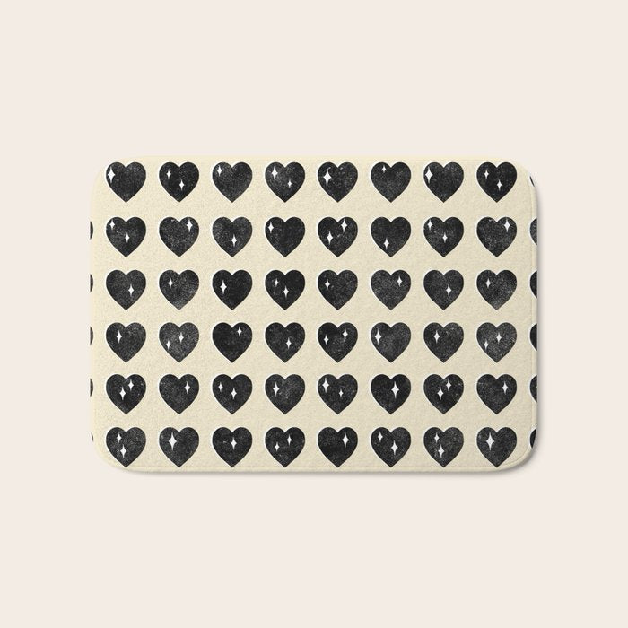 Love Hearts - black and cream Bath Mat Gallery Image 1