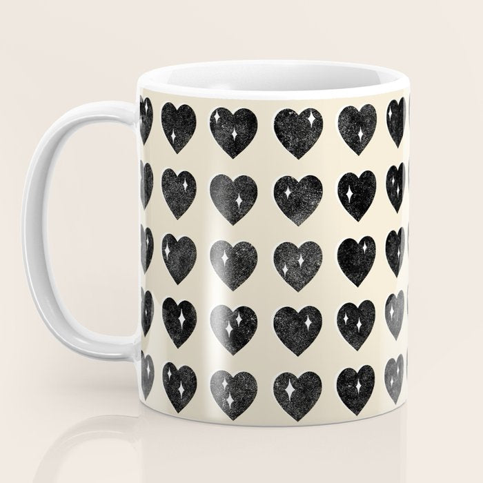 Love Hearts - black and cream Coffee Mug Gallery Image 3