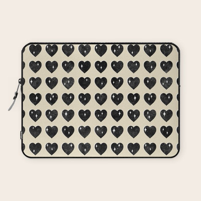 Love Hearts - black and cream Laptop Sleeve Gallery Image 1