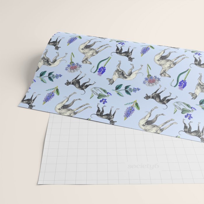 GREYHOUND DOGS and Blue Meadow Botanical Pattern  Wrapping Paper Gallery Image 2