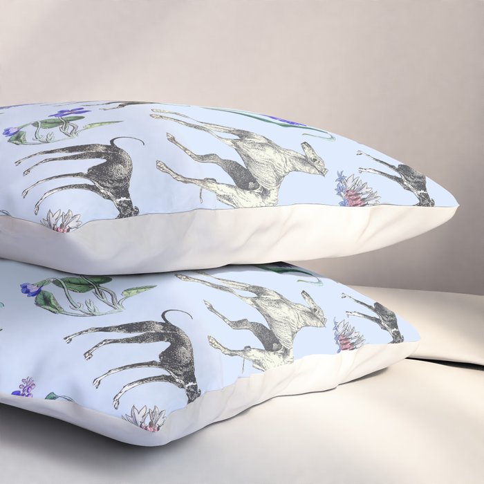 GREYHOUND DOGS and Blue Meadow Botanical Pattern  Pillow Sham Gallery Image 3