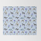 GREYHOUND DOGS and Blue Meadow Botanical Pattern  Throw Blanket Gallery Image 2
