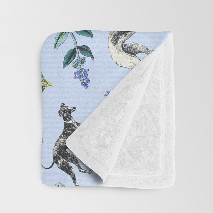 GREYHOUND DOGS and Blue Meadow Botanical Pattern  Throw Blanket Gallery Image 3