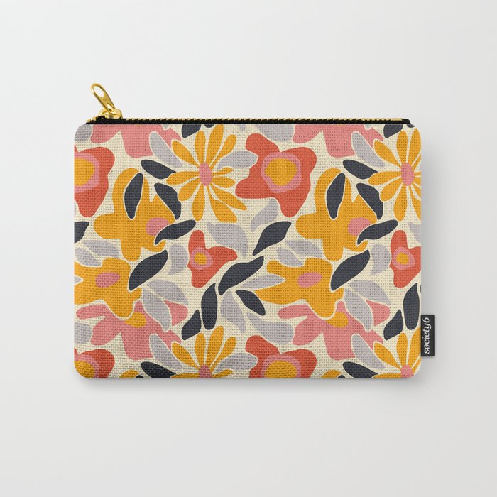 Abstract vintage flower art pattern Carry All Pouch Gallery Image 1