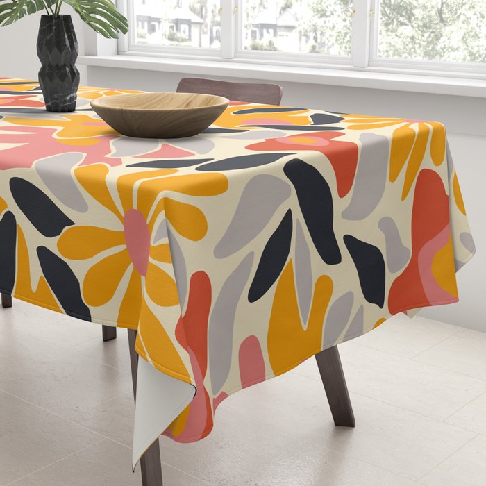 Abstract vintage flower art pattern Tablecloth Gallery Image 3