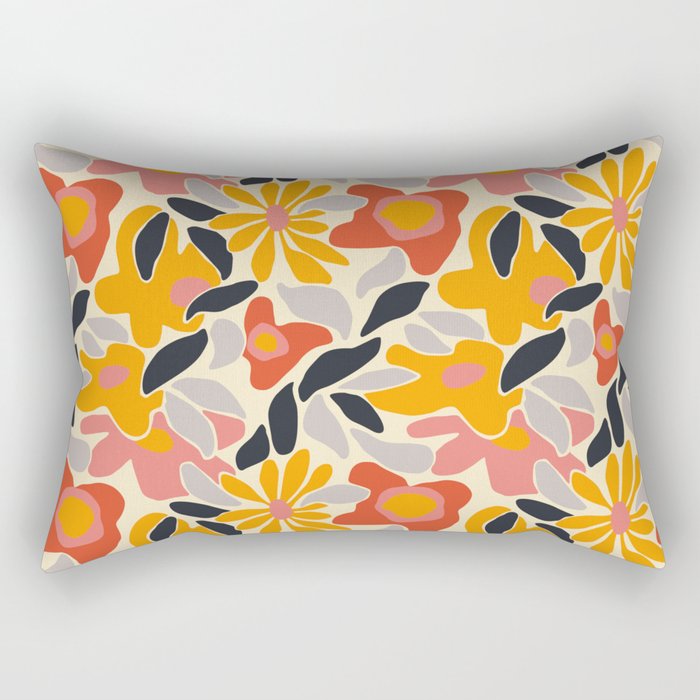 Abstract vintage flower art pattern Rectangular Pillow Gallery Image 1