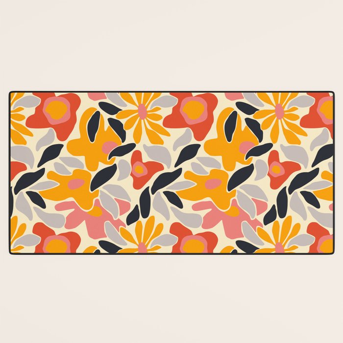 Abstract vintage flower art pattern Desk Mat Gallery Image 3