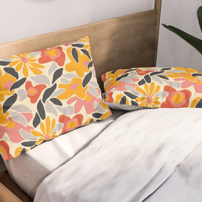 Abstract vintage flower art pattern Pillow Sham Gallery Image 2