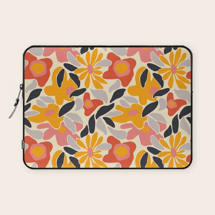 Abstract vintage flower art pattern Laptop Sleeve Gallery Image 1