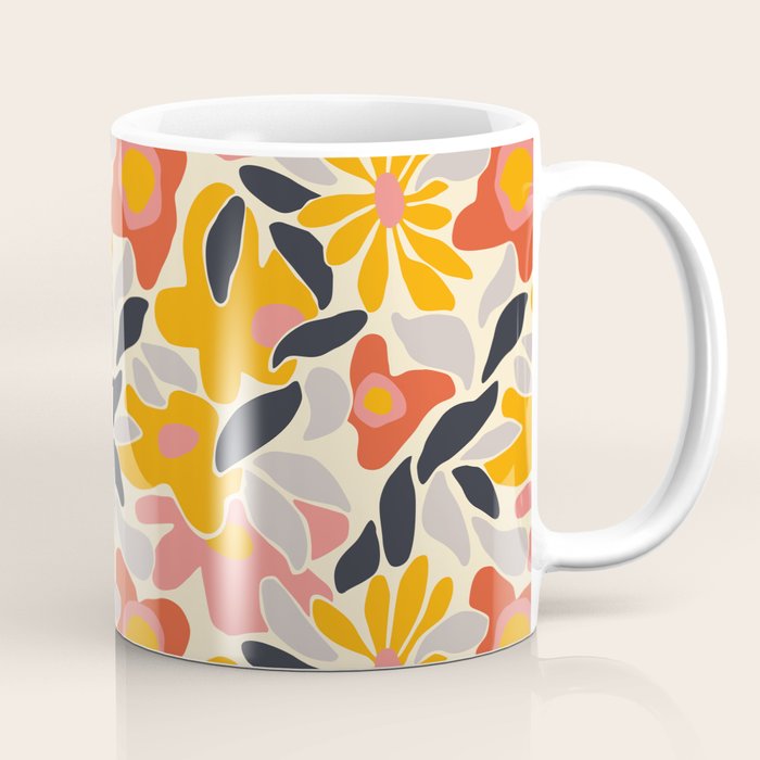Abstract vintage flower art pattern Coffee Mug Gallery Image 1