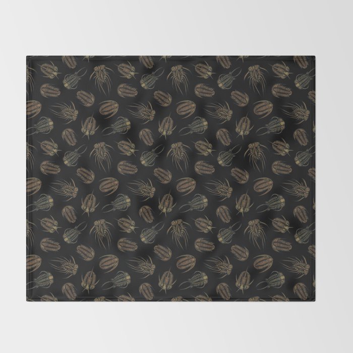 Trilobites - Marine Fossil Pattern Throw Blanket Gallery Image 2