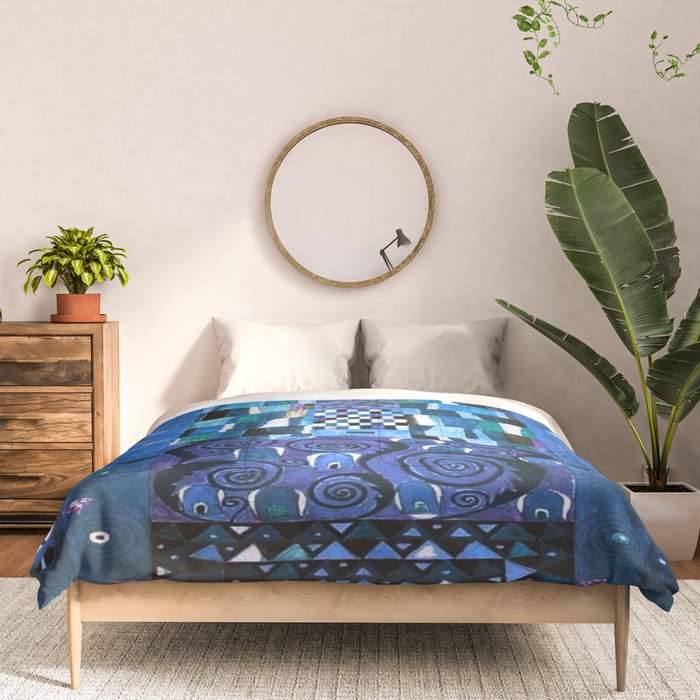 Gustav Klimt Stoclet Frieze, Blue Comforter Gallery Image 3