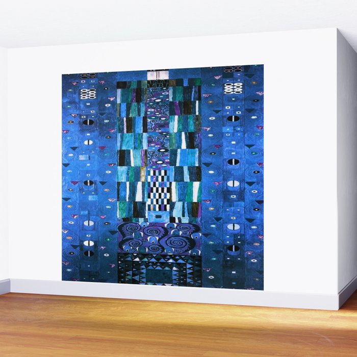 Gustav Klimt Stoclet Frieze, Blue Wall Mural Gallery Image 2