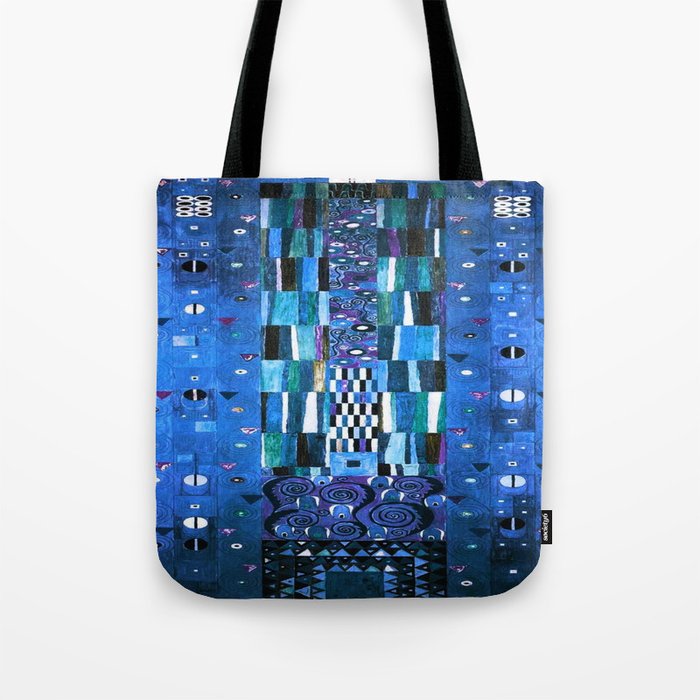 Gustav Klimt Stoclet Frieze, Blue Tote Bag Gallery Image 1