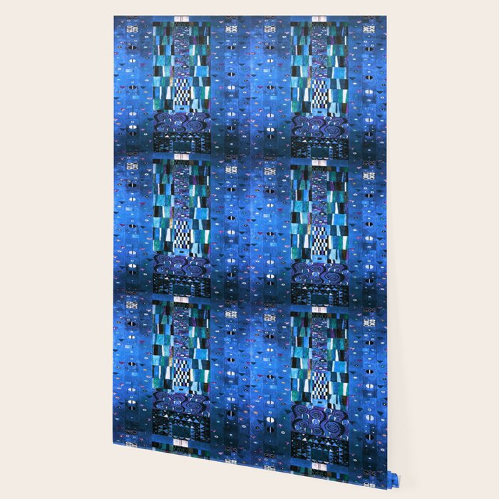 Gustav Klimt Stoclet Frieze, Blue Wallpaper Gallery Image 2