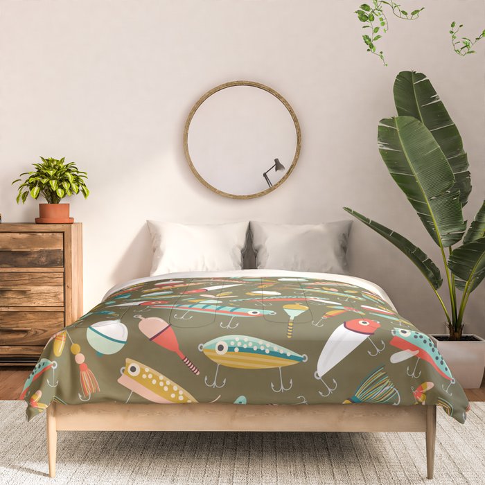 Fishing Lures Green Comforter Gallery Image 3