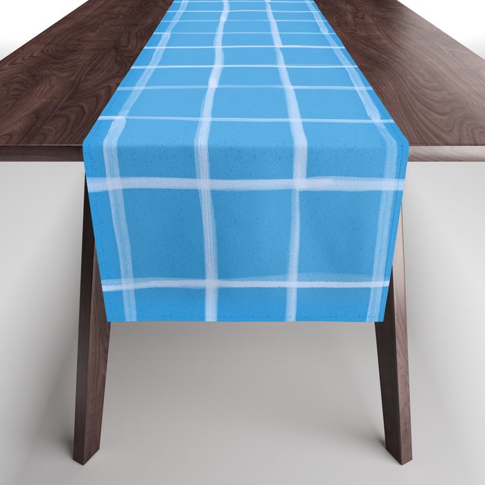 Abstract Tennis Net Pattern in Sky Blue Table Runner Gallery Image 1